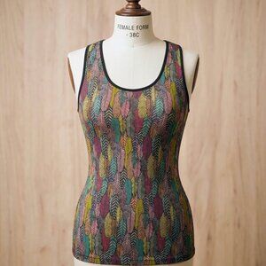 Custo Barcelona Blue Green Fitted Sleeveless Tank Top - Small (1)